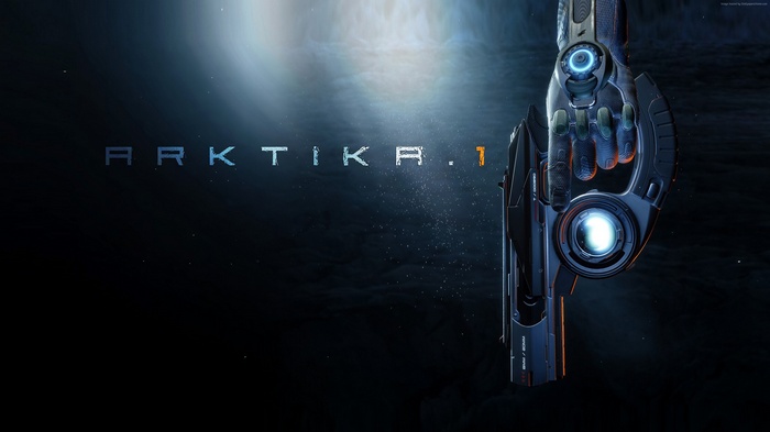 Arktika.1 VR Game Title Screen with Gun
