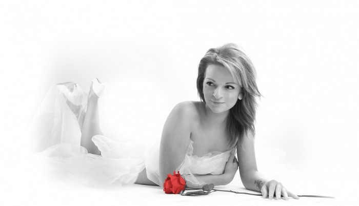 Woman with a red rose