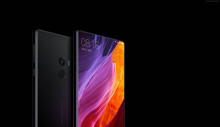 Xiaomi Mi MIX smartphone with colorful wallpaper