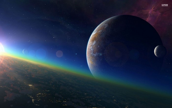 Galaxy, Planet, Render, Space, Sky, Stars, Earth, Moon, Atmosphere 