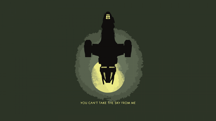 Firefly spaceship silhouette with quote