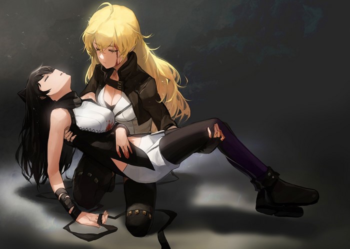 Yang Xiao Long carrying Blake Belladonna from RWBY