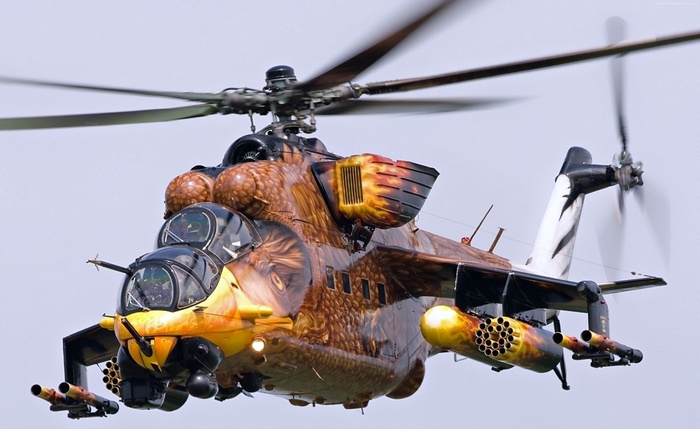 Russian Mi-24 Hind attack helicopter with custom paint