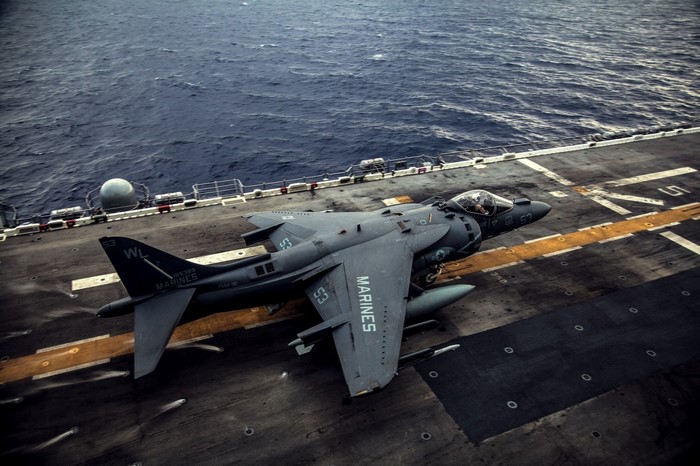 AV-8B Harrier II on an aircraft carrier