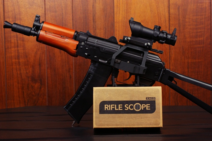 GHK AKS-74U machine gun with rifle scope