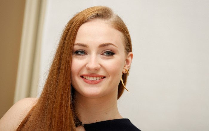 Sophie Turner Smiling with Long Red Hair