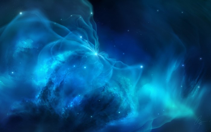 Blue nebula with stars in outer space