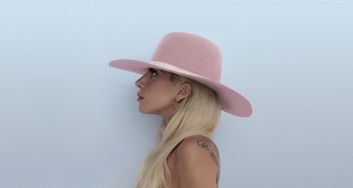 Lady Gaga wearing a pink hat