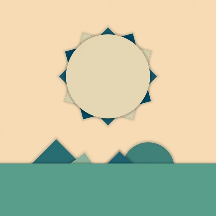 Abstract sun and geometric landscape illustration