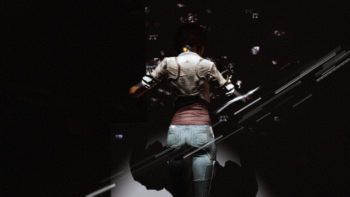 Character from Remember Me in a dark environment