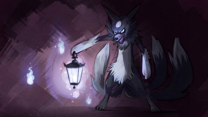 Furry creature holding a lantern with ghost wisps