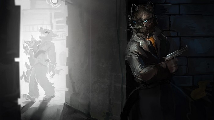 Furry characters in a dark alley