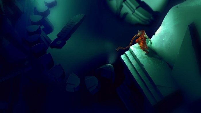 Anthro character in a dark, underwater environment