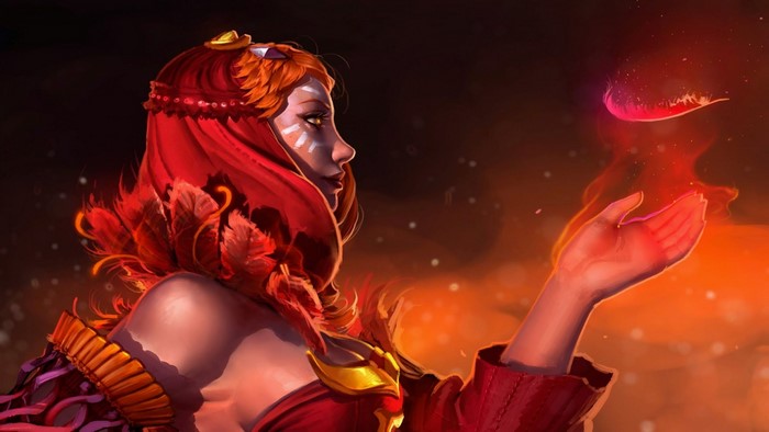 Lina from Dota 2 casting a spell