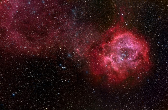 Rosette Nebula and surrounding stars in deep space