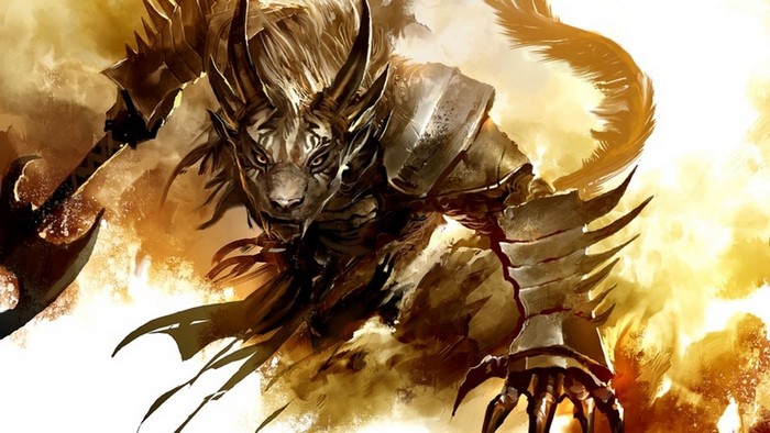 Furry warrior with axe from Guild Wars 2