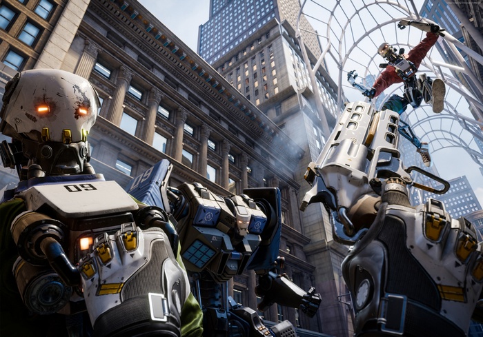 Robo Recall VR game with robots and a person