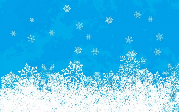 Snowflakes falling on a blue textured background