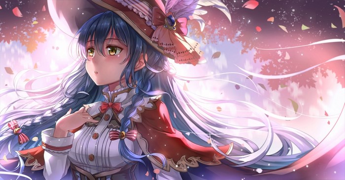 Sonoda Umi from Love Live! wearing a hat and dress