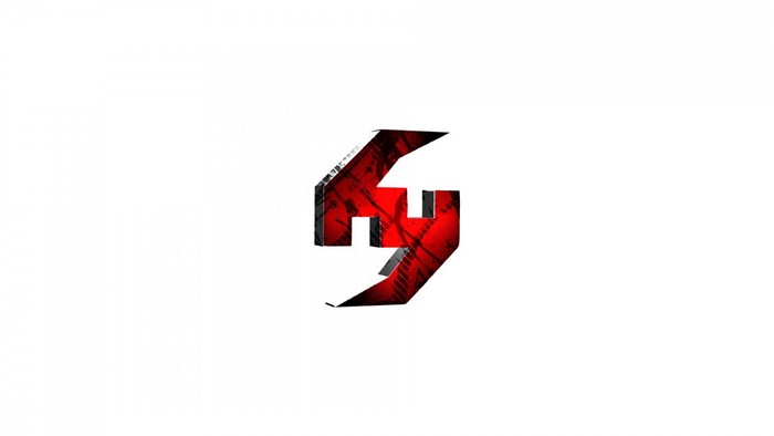 Red and black abstract logo with grunge texture