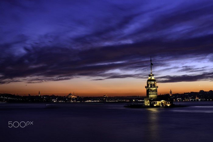 Maiden's Tower at Dusk in Istanbul