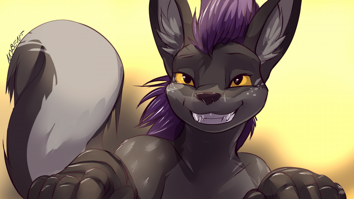 Illustration of a furry character with purple hair