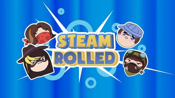 Steam Rolled logo with Game Grumps characters