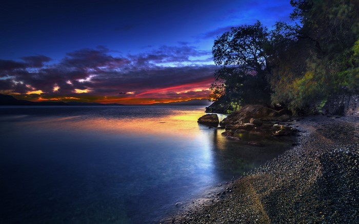 Sunset Over a Calm Greek Coastal Bay