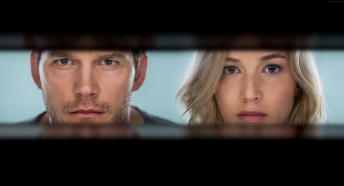 Chris Pratt and Jennifer Lawrence from Passengers