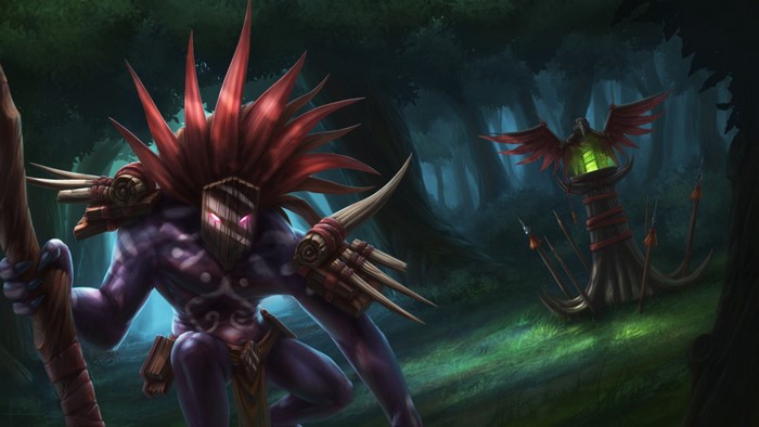 Witch Doctor from Dota 2 in a forest