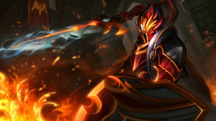 Dragon Knight from Dota 2 with flames