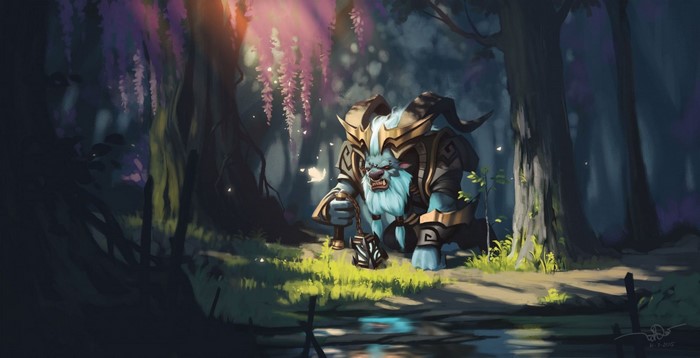 Spirit Breaker from Dota 2 in a forest