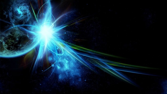 Abstract cosmic explosion with planet