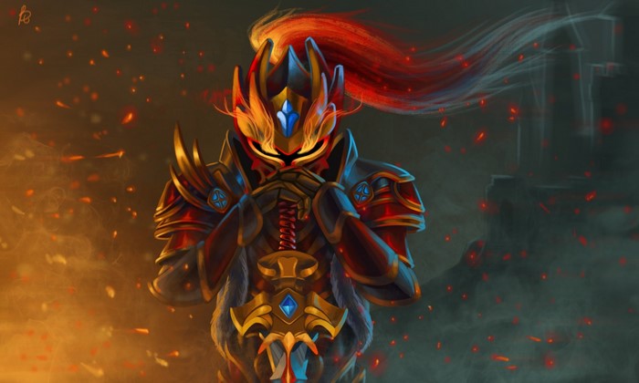Dragon Knight from Dota 2 holding a sword