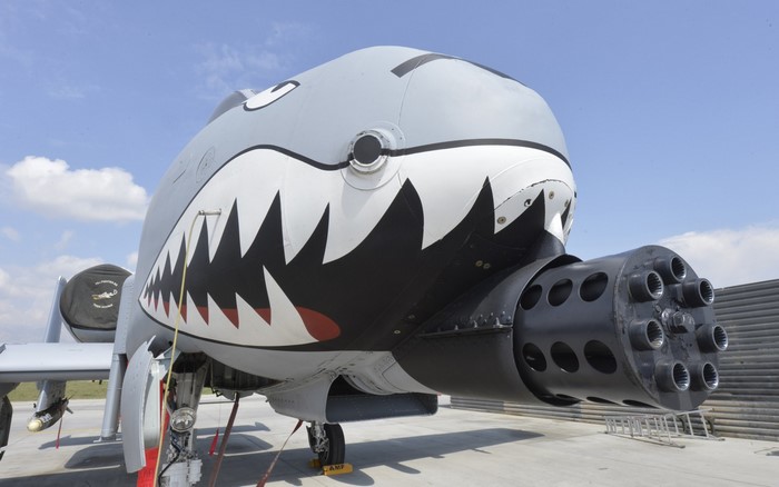 Fairchild A-10 Thunderbolt II with shark mouth paint