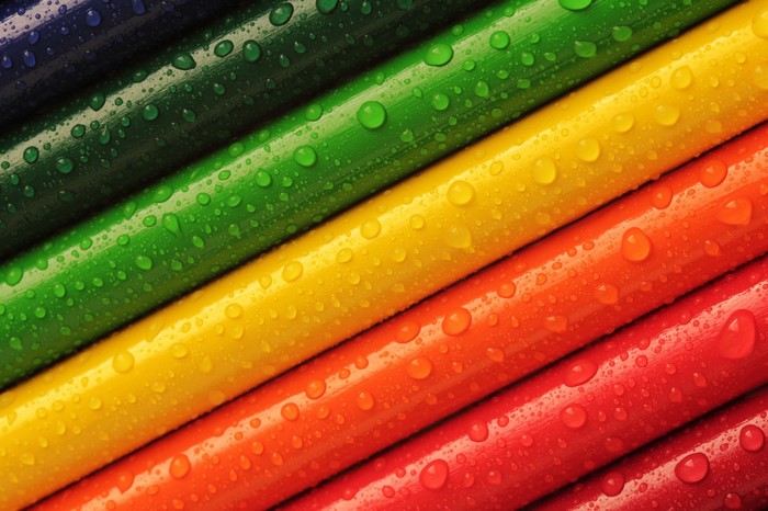Colorful wet pencils in a rainbow gradient