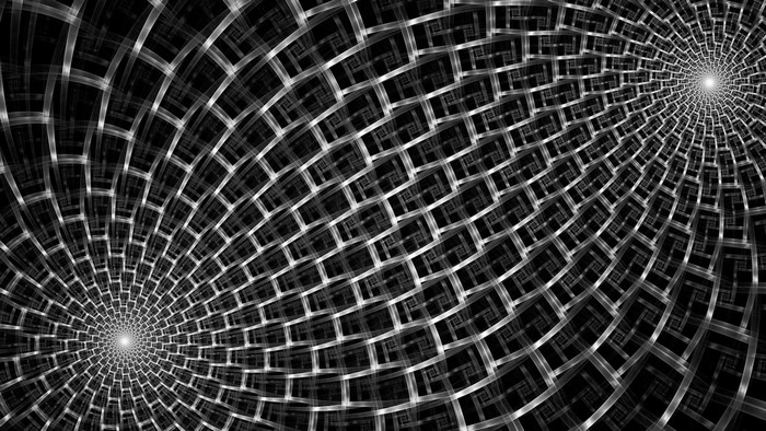 Monochrome abstract fractal pattern with spiral symmetry