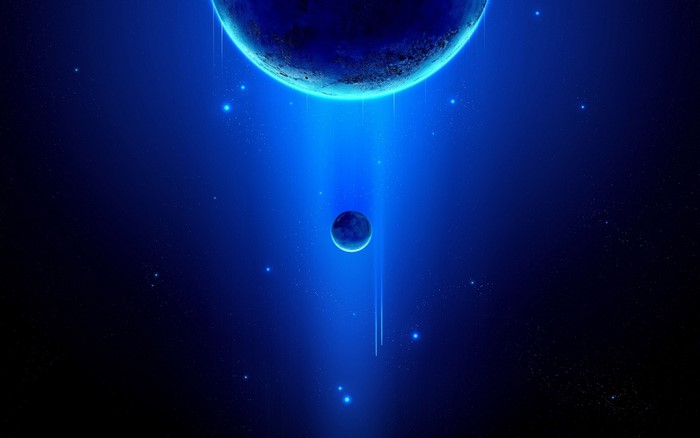 Blue planets and stars in outer space