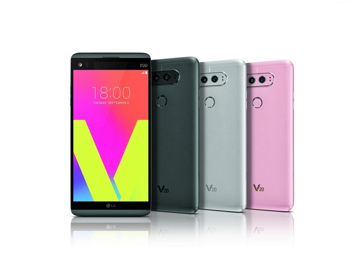 LG V20 smartphones in different colors