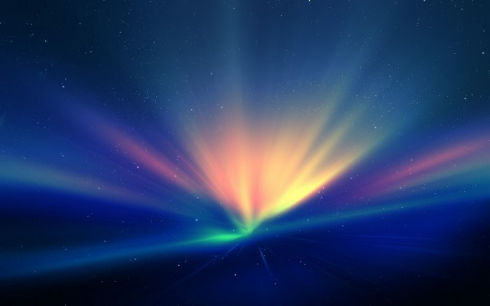 Abstract colorful aurora in outer space with stars