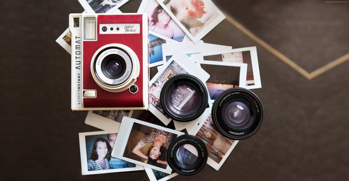 Lomography LomoInstant Automat camera with lenses and photos