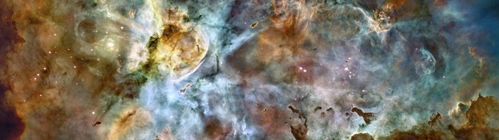Colorful nebula with stars and gas clouds