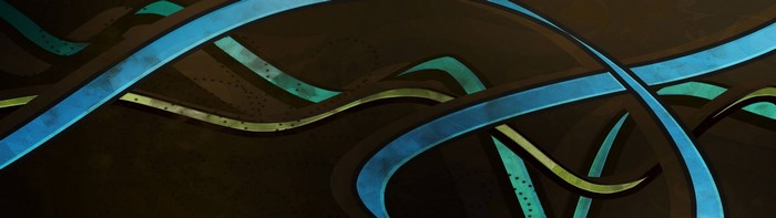 Abstract blue and green lines on dark background