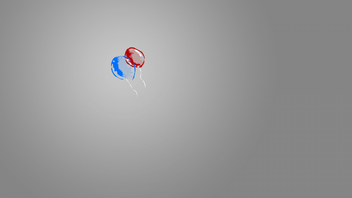 Red and blue balloons on a gray background