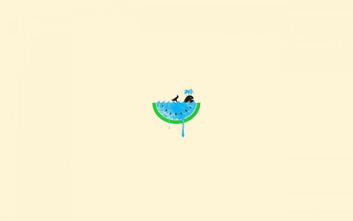 Minimalist illustration of a whale in a watermelon slice