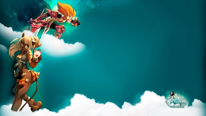 Two characters from Wakfu in the sky