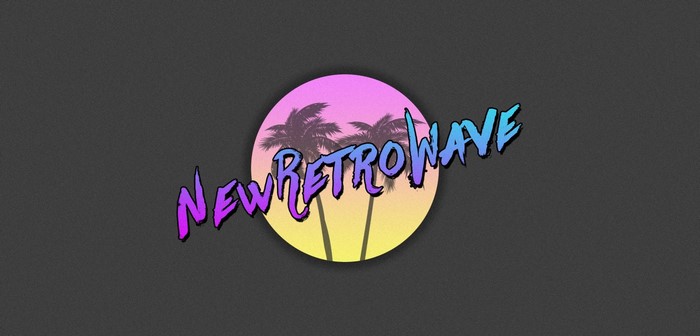 New Retro Wave logo with palm trees and sunset