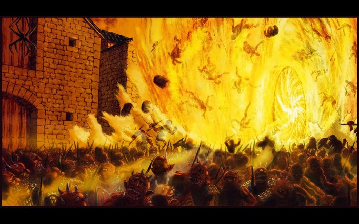 Guts and Griffith in Berserk during a fiery battle