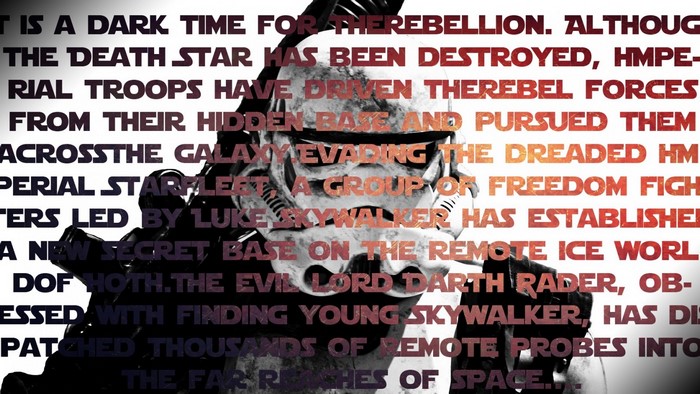 Star Wars typography poster with Stormtrooper