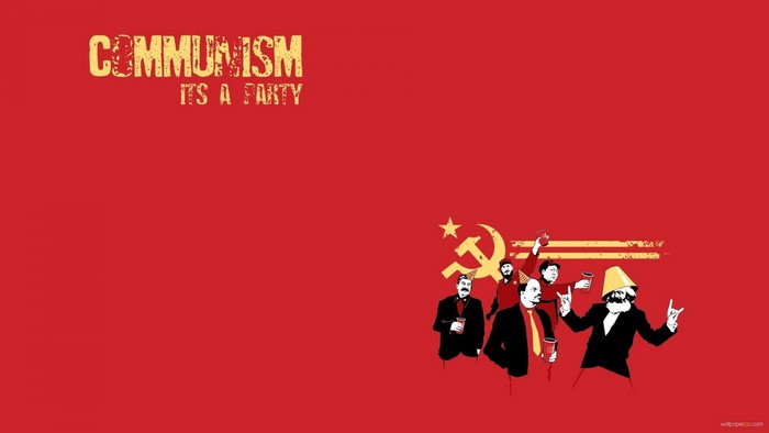 Communism It's a Party illustration with Karl Marx